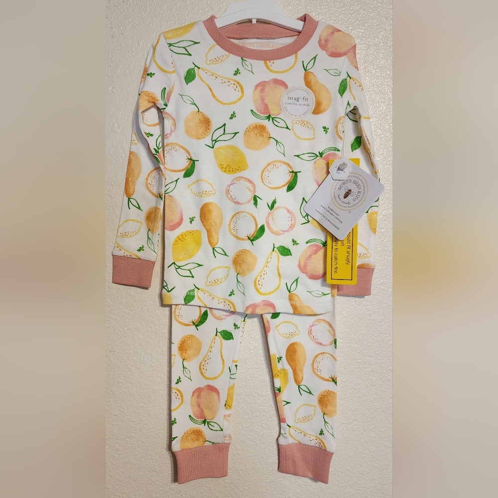 Burt's Bees Baby Snug-Fit Sweet & Sour 2-Piece Pajama Set - Tee & Pants NWT
